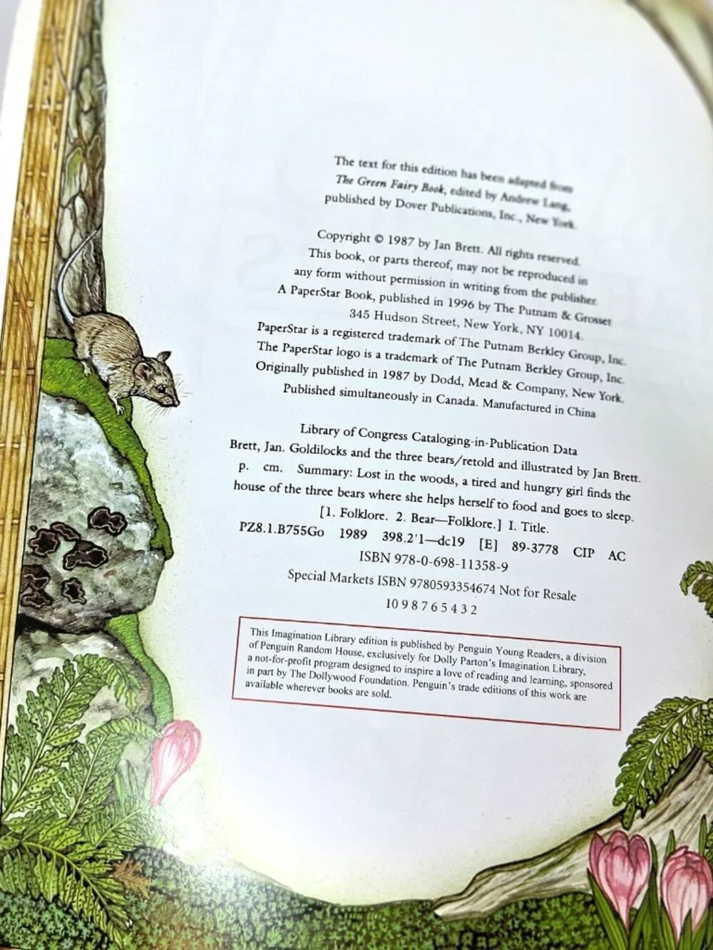 Goldilocks and the Three Bears by Jan Brett, Children's Book
